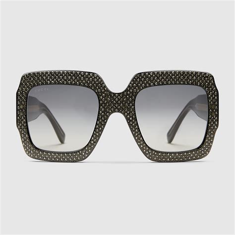 gucci square frame rhinestone sunglasses|authentic female Gucci sunglasses.